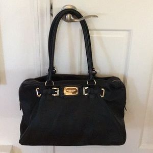 Satchel handbag, Michael Kors, black leather, large bottom 17” x 7, used once